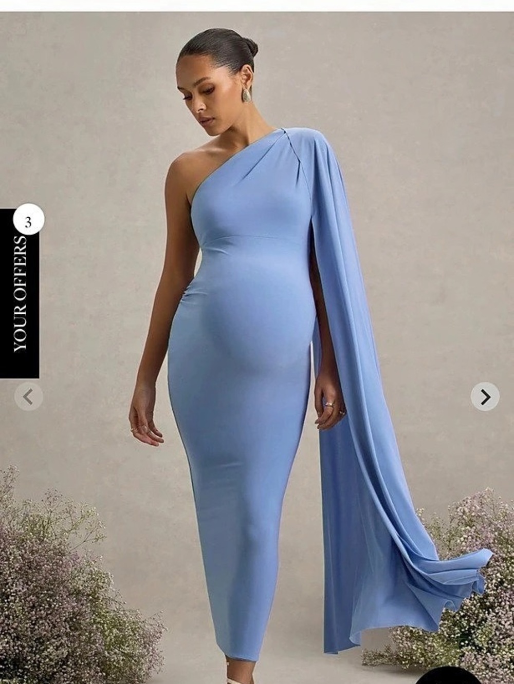 NEW Club L London Amaryllis One Shoulder Maxi Maternity Dress in Blue